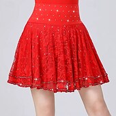 abordables Ropa de baile latino-Baile Latino Faldas Encaje Color Puro Corte Mujer Rendimiento Entrenamiento Cintura Alta Poliéster