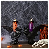 billige Halloween innendørs-1 stk halloween flaggermus glødende led elektronisk stearinlys simulering stearinlysholder dekorasjonslys innendørs og utendørs feststemning dekorasjonslys lilla oransje