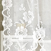 tanie Zasłony i kotary-zasłony w stylu motyla, białe, koronkowe, podwijane zasłony - żakardowe, przezroczyste zasłony do okna wykuszowego, kuchni, drzwi &amp;ścianka działowa