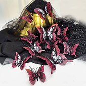 billige Halloween-Dobbeltlags hodeskalle rose halloween 3d tredimensjonal sommerfugl hjemmedekorasjonsklistremerker