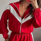 رخيصةأون بدلات رياضية-نسائي بدلة رياضية بنطلونات بنطلون رياضي رباط جيب ألوان متناوبة أطقم ملابس رياضية الربيع أسود أحمر الصالة الرياضية تدريب ركض خصر عالي ضد الهواء خفة الوزن رطوبة فتل كم طويل رياضة ألبسة رياضية مرن نسبياً