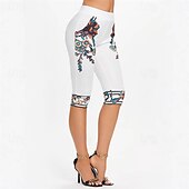 ieftine -Pentru femei Pantaloni Scurți Jambiere Casual Îmbrăcăminte Atletică Lungimea genunchiului Talie Înaltă Floare Talie elastică Imprimeu Respirabilitate Strech Vacanță Stradă Purtare Zilnică Alb Vară
