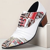 preiswerte Elementare Anzugschuhe-weiße Slipper für Herren mit Zeitungsdruck-Design und hohem Fashion-Appeal, ideal für lässige Tage, Streetstyle und kreative Events