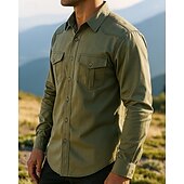 levne Topy-Pánské košile s kapsami Dlouhý rukáv Přehnutý Vrchní část oděvu Venkovní Yumuşak Prodyšné Polyester Černá Zelená Khaki Tenis Golf Běh