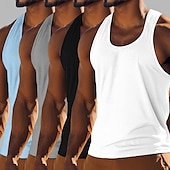 abordables Camisetas sin mangas de gimnasio-Hombre Camiseta sin mangas Chaleco Camisetas Interiores Camisa sin mangas Sin Mangas Cuello redondo Cuchara Verano Color sólido Plano Moda Básico Clásico 4 Piezas Calle Casual Deportes A B C Camiseta