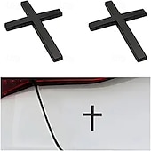 abordables Autocollants muraux-Lot de 4 autocollants en métal représentant une croix de Jésus-Christ, emblème en métal 3D pour voiture, moto, vélo électrique, décoration de logo arrière pour modification de véhicule