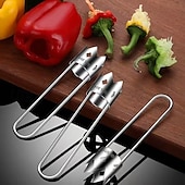 abordables Ustensiles et gadgets de cuisine-Lot de 3 vide-pomme multifonctions en acier inoxydable pour pommes, poivrons, melon amer, ustensile de cuisine indispensable avec trou de suspension