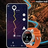 Χαμηλού Κόστους Smartwatch-Νέο στρατιωτικό έξυπνο ρολόι για άνδρες με φακό LED, πυξίδα 1.43, λειτουργίες οθόνης AMOLED, ανθεκτικό έξυπνο ρολόι για iOS και Android