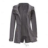 economico giacca attiva-Per donna Cappotto Impermeabile Confortevole Cerniera completa Coulisse Moda Stile da Strada Semplice All&#039;aperto Casual Quotidiano Lungo Con Cappuccio Vestibilità regolare Manica Lunga Capispalla