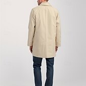 cheap Men&#039;s Trench Coat-Men&#039;s Overcoat Trench Coat Long Trench Coat Vacation Daily Fall Winter Polyester Windproof Soft Outerwear Clothing Apparel Fashion Classic Plain Pocket Lapel Single Breasted