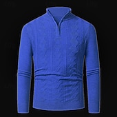 preiswerte Herrenpullover-Herren Pullover Pullover mit Viertelreißverschluss Strickpullover Zopfmuster Stricken Normale Oberteile Gestrickt Einfach Viertelreißverschluss Mode Lässig Urlaub Alltagskleidung Bekleidung Herbst