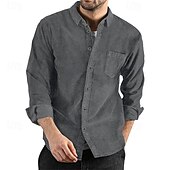 cheap Men&#039;s Jackets &amp; Coats-Men&#039;s Shirt Jacket Corduroy Jacket Casual Jacket Shacket Vacation Daily Breathable Pocket Spring Fall Plain Fashion Classic Lapel Regular Black Navy Blue Brown Army Green Dark Gray Jacket