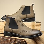 abordables Bottes de Chelsea-Homme Bottes Bottes Chelsea Marche ancien Occasionnel Britannique Cuir PU Confortable Antidérapant Chaud Bottines Mocassin Noir Marron Kaki Automne Hiver