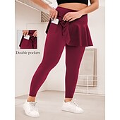 abordables Leggings lisos-Mujer Tallas Grandes pantalones Polainas Mallas De Deporte Longitud total Cintura Media Plano Bolsillos laterales 2 en 1 Confortable Levantamiento de tope Control de barriga Yoga Casual Diario Gris
