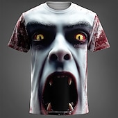 levne lebka a kost-Halloween Pánské 3D tisk 3D Tričko Krátký rukáv tričko 3D tisk Tričkový Košile Přehnaný Designové Horor Párty ulice Dovolená Bílá Rubínově červená Šedá Léto Jaro Celý rok Oblečení S M L XL XXL XXXL
