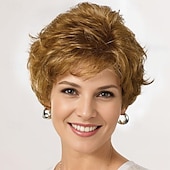 abordables perruque plus âgée-Perruque de mode pour femmes, cheveux synthétiques argentés, perruques courtes bouclées, perruques synthétiques naturelles moelleuses pour usage quotidien de fête