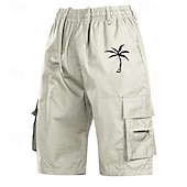 economico Classico-Per uomo Pantaloncini cargo Shorts Pantaloncini Estivi Elastico in vita Coulisse Multi-tasche Albero di Cocco Comodità Indossabile Lunghezza al ginocchio All&#039;aperto Sport Quotidiano Moda Casual Nero