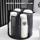 abordables Rangement et organisation-Distributeur de gobelets en papier rotatif à 360° peu encombrant, en plastique PS durable avec conception amovible ventilée, noir &amp;blanc, parfait pour les tasses à café de cuisine et de bureau