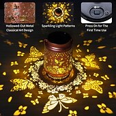 economico Luci paesaggistiche-1 lanterna di proiezione in metallo a forma di farfalla solare impermeabile per esterni, cortile, giardino, sentiero, prato, terrazza, luce decorativa