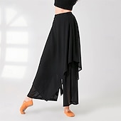 baratos Roupa de Dança Latina-leggings com saia para mulheres, calças de ioga, leggings elásticas para dança de balé, meia-calça de chiffon com saia para balé latino, salsa e tango