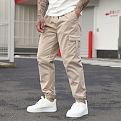 economico Pantaloni cargo-Per uomo Pantaloni Cargo Joggers Pantaloni Elastico in vita Coulisse Multi-tasche Semplice Indossabile All&#039;aperto Quotidiano Campeggio &amp; Escursionismo Moda Classico Nero Verde militare