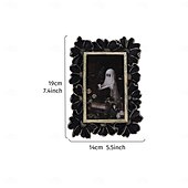 abordables Décorations Suspendues et de Table pour Halloween-Cadre photo en résine gothique d&#039;Halloween, motif marguerite 3D noir et or, cadre d&#039;affichage photo rectangulaire pour la décoration intérieure, support photo chaud de bureau, utilisation horizontale