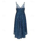 economico Abiti boho-Per donna Abito Midi Abito Boho Abito occidentale Moda Classico Moderno Vacanza Quotidiano Uscire Vestibilità regolare Semplice Senza Maniche Scollo a V Blu scuro Estate