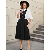 preiswerte Kleider-Retro Vintage 1950er Rockabilly Midlänge A-Linien-Kleid Ausgestelltes Kleid A-Linie Damen Urlaub Büro / Karriere Party &amp; Abend Erwachsene Kleid Frühling &amp; Sommer