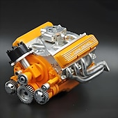 billiga Skulpturer-V8-motor hartsprydnad bensin liten blockmotor modellbyggsatser invecklad växeldesign motorfigur skulptur hantverk för skrivbord bokhylla dekoration