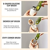 abordables Nettoyage de la cuisine-Lot de 3 brosses de nettoyage multifonctions 3 en 1, brosses en forme de U pour le bord et le couvercle des bouteilles d&#039;eau, thermos, biberons, nettoyage des espaces étroits, outil de nettoyage des
