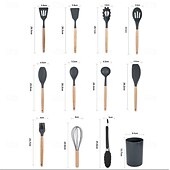 cheap Kitchen Utensils &amp; Gadgets-12-Piece Silicone Kitchen Utensil Set, Non-Stick Cooking Tools Including Spatula, Turner, Tongs, and Whisk, Heat Resistant Silicone Cooking Utensils for Baking and Stirring