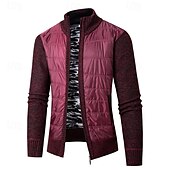 preiswerte Herren Strickjacke-Herren Strickjacke Kurzer Pullover Reißverschluss-Pullover Strickpullover Gerippt Stricken Normale Oberteile Patchwork Tasche Einfach Stehkragen Mode Klassisch Urlaub Alltagskleidung Bekleidung
