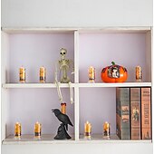 tanie Światła Halloween-2 szt. nagrobek czarnego kota na Halloween, elektroniczna świeca LED, oświetlenie do wnętrz i na zewnątrz, do restauracji, sypialni, na świąteczną atmosferę, dekoracyjna oprawa świetlna