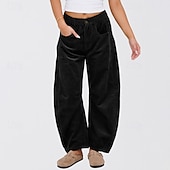 economico gamba larga e vita alta-Per donna Gamba larga Pantaloni Eleganti Streetwear Casual Lunghezza intera Naturale Semplice Tasca Elastico in vita Confortevole Streetwear Ferie Weekend Grigio scuro Nero Rosa Verde scuro Autunno