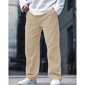 お買い得  クラシック-男性用 リネンパンツ ズボン サマーパンツ ビーチパンツ ポケット 弾性ウエスト ドローストリング 平織り 履き心地よい 高通気性 バケーション 日常 祝日 ハワイアン ボヘミアン ブラック ホワイト