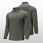 economico Cime-Per uomo Camicia da escursionismo cima dell&#039;escursionismo Felpa con cappuccio e zip Manica Lunga Collo alla coreana Top Esterno Leggero Traspirante Poliestere Nero Verde militare Marrone Allenamento