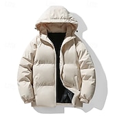 cheap Puffer Jackets-Men&#039;s Hiking Jacket Puffer Jacket Winter Jacket Outdoor Thermal Warm Hiking Outfits Hiking Clothes Winter Top Camping / Hiking / Caving Traveling Black White Khaki