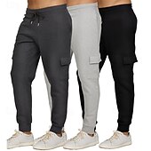 お買い得  スウェットパンツ-男性用 スウェットパンツ ジョガー ズボン カジュアルパンツ ポケット 弾性ウエスト ドローストリング ソリッド 履き心地よい 全長 アウトドア 日常 ランニング 旅行度假风 シンプル ブラック ネイビーブルー 伸縮性あり