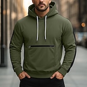 economico felpe in pile-Per uomo Felpa con cappuccio Felpa con cappuccio in pile Rosso bordeaux Verde militare Blu marino Blu Reale Viola Con Cappuccio Semplice Patchwork Blocco di colore Sport &amp; Outdoor Casuale Quotidiano