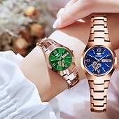 voordelige Quartz-horloges-1 stuk nieuwe modieuze en trendy kalender datumweergave dames quartz horloge IPX7 waterbestendig lichtgevende legering band eenvoudig maar luxe casual leven reizen sport dames zakelijk polshorloge