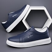 billige Sneakers til herrer-Herre Treningssko Gange Fritid Mikrofiber Bekvem Sklisikker Pustende Nylonteip Tøfler Svart Hvit Blå Sommer Vår