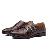 economico Formale-scarpe da uomo con triplo cinturino in similpelle intrecciata e testurizzata – design con fibbia unica per uomini alla moda, banchetti e ricevimenti serali