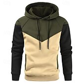 economico felpe in pile-Per uomo Felpa con cappuccio Felpa con cappuccio in pile Bianco Giallo Verde militare Rosso Cachi Con Cappuccio Blocco di colori Patchwork Blocco di colore Sport &amp; Outdoor Casuale Quotidiano