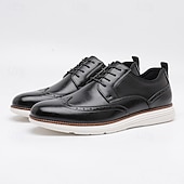 cheap Casual-Men’s Brown Faux Leather Wingtip Derby Shoes – Brogue Lace-up Comfort Shoes for Office Wear, Semi-formal Events and Daily Walking
