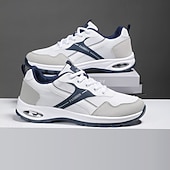 economico Sneakers Casual-sneakers alla moda bianche e grigie da uomo: comode scarpe casual con un marchio audace, ideali per attività all'aperto, viaggi e tempo libero