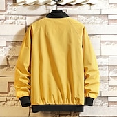 preiswerte Lässige Jacken-Herren Leichte Jacke Freizeitjacke Urlaub Täglich Atmungsaktiv Tasche Frühling Herbst Farbblock Mode Klassisch Stehkragen Regulär Aprikose Schwarz Gelb Grün Armeegrün Jacken