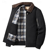preiswerte Herrenjacken &amp; Herrenmäntel-Herren Bomberjacke Freizeitjacke Urlaub Täglich Tasche Frühling Herbst Einfach Mode Klassisch Revers Regulär Schwarz Kamel Armeegrün Beige Jacken