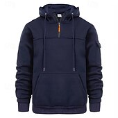 abordables sweats à capuche basiques pour hommes-Homme Sweat à capuche Sweat à capuche quart zippé Noir bleu marine Kaki Gris Clair Gris foncé À capuche Uni Patchwork Poche Avant Quart de zip Sport &amp; Loisir Occasionnel Quotidien Streetwear Frais