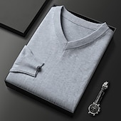 preiswerte Herrenpullover-Herren Weihnachtspullover Pullover Strickpullover Gerippt Stricken Normale Oberteile Gestrickt Einfach V Ausschnitt Mode Basic Urlaub Alltagskleidung Bekleidung Herbst Winter Kamel Wein S M L