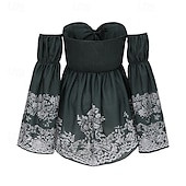 ieftine Rochii Boho-Pentru femei Rochie Mini Rochie de Vară Rochie de vară Rochie Boho Rochie occidentală Modă Clasic Zilnic Plajă Sfârșit de săptămână Fit regulat Floare Manșon Lung De Pe Umăr Trifoi Vară